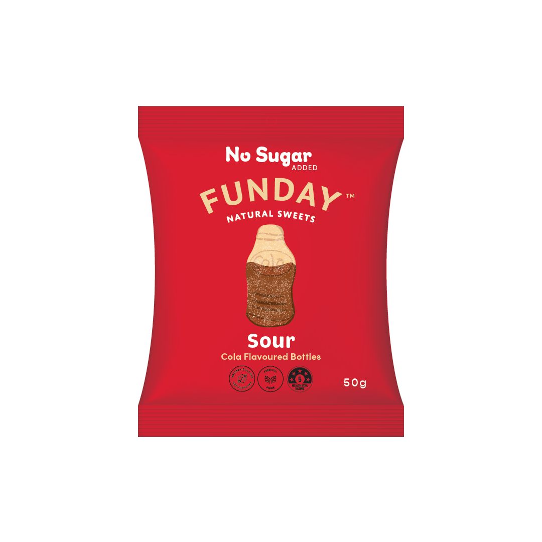 Funday Natural Sweets Gummy Bottles Sour Cola 50g