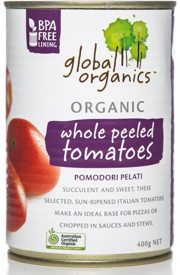 Global Organics Tomatoes Whole Peeled Organic 400g