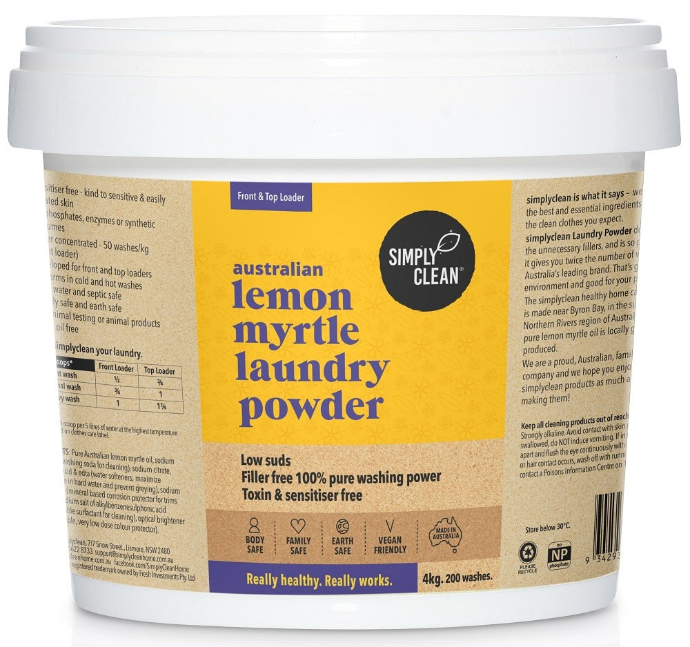 Simply Clean Lemon Myrtle Laundry Powder 4kg (plastic)