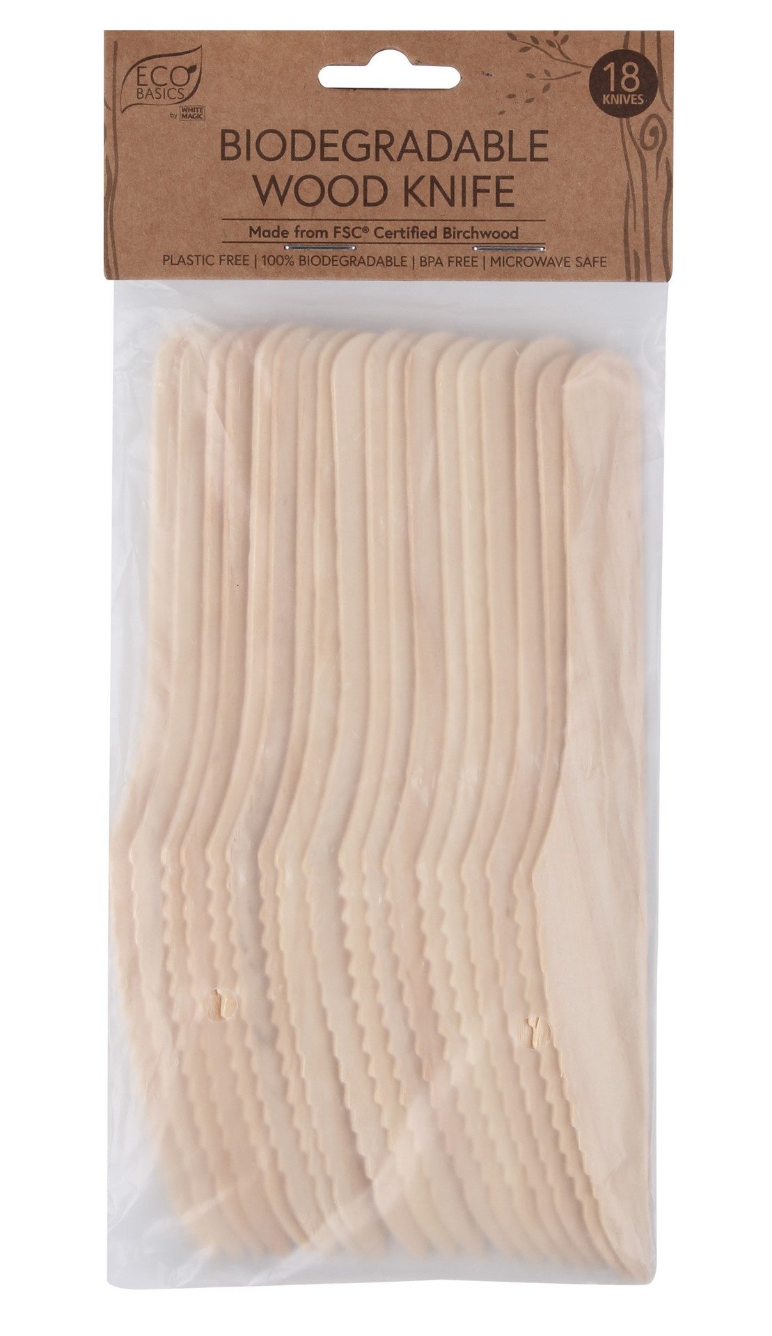 White Magic Eco Basics Bio Wooden Knives 18pk