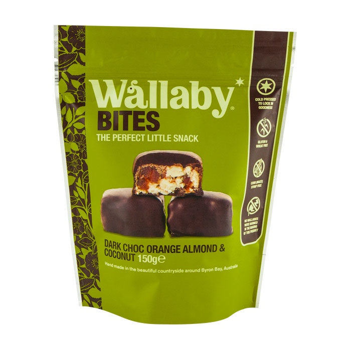 Wallaby Bites Dark Choc Orange Almond 150g