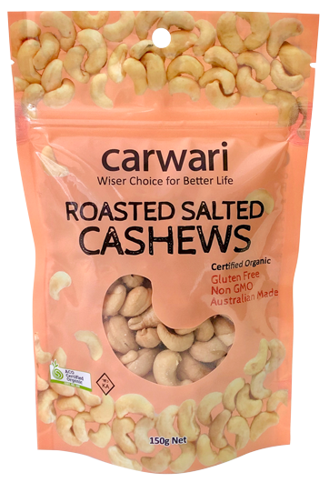 Carwari Organic Cashews Salted Roasted 150g