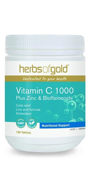 Herbs of Gold Vit C 1000+Zinc &amp; Bioflavonoid 120t