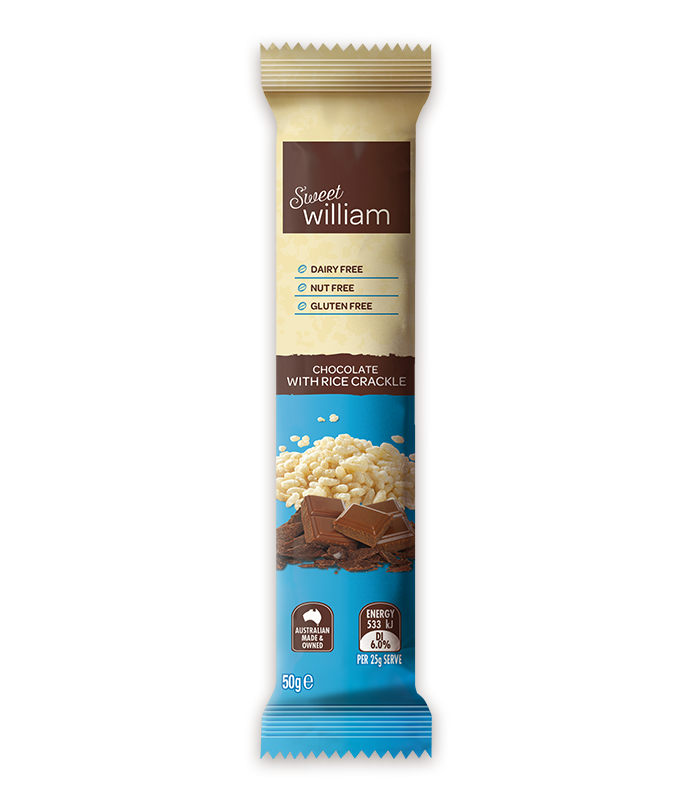 Sweet William Chocolate Bar Rice Crackle 50g