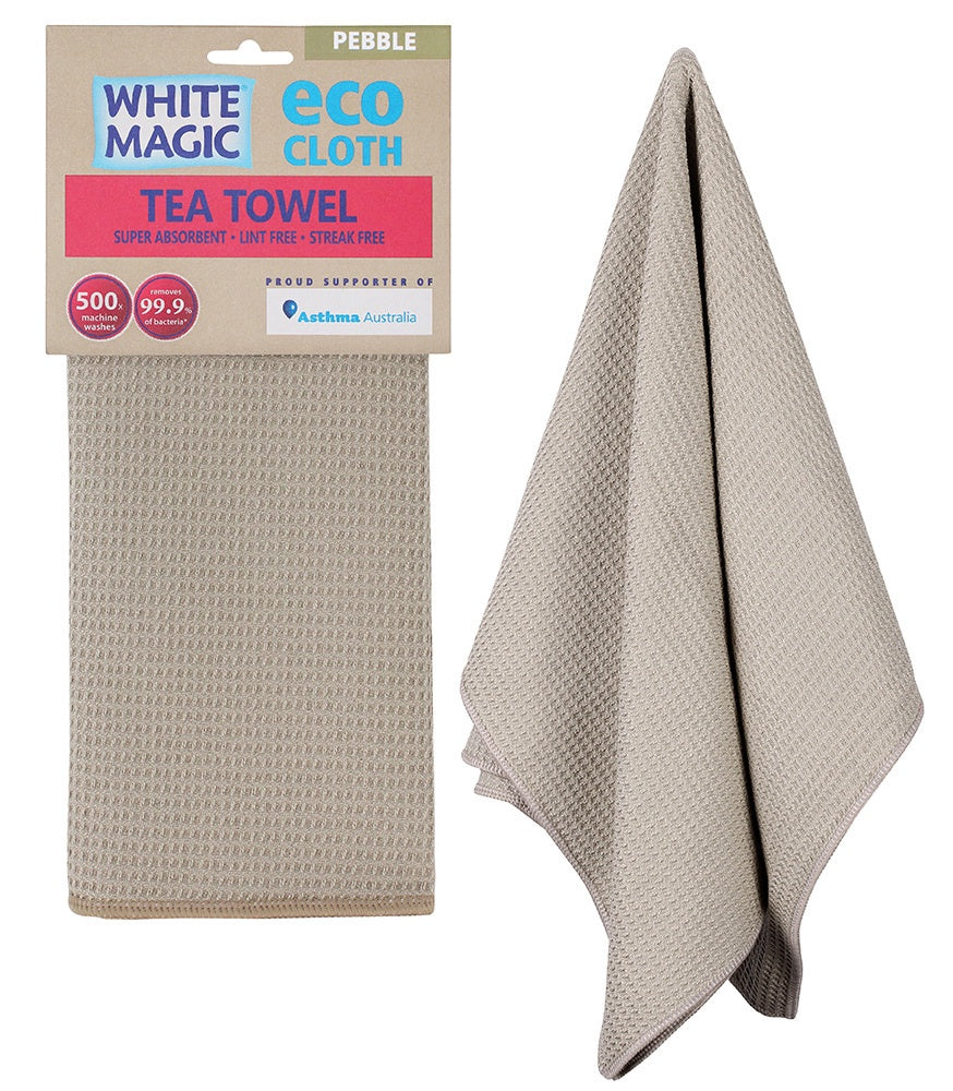 White Magic Eco Cloth Tea Towel Pebble 1Pk