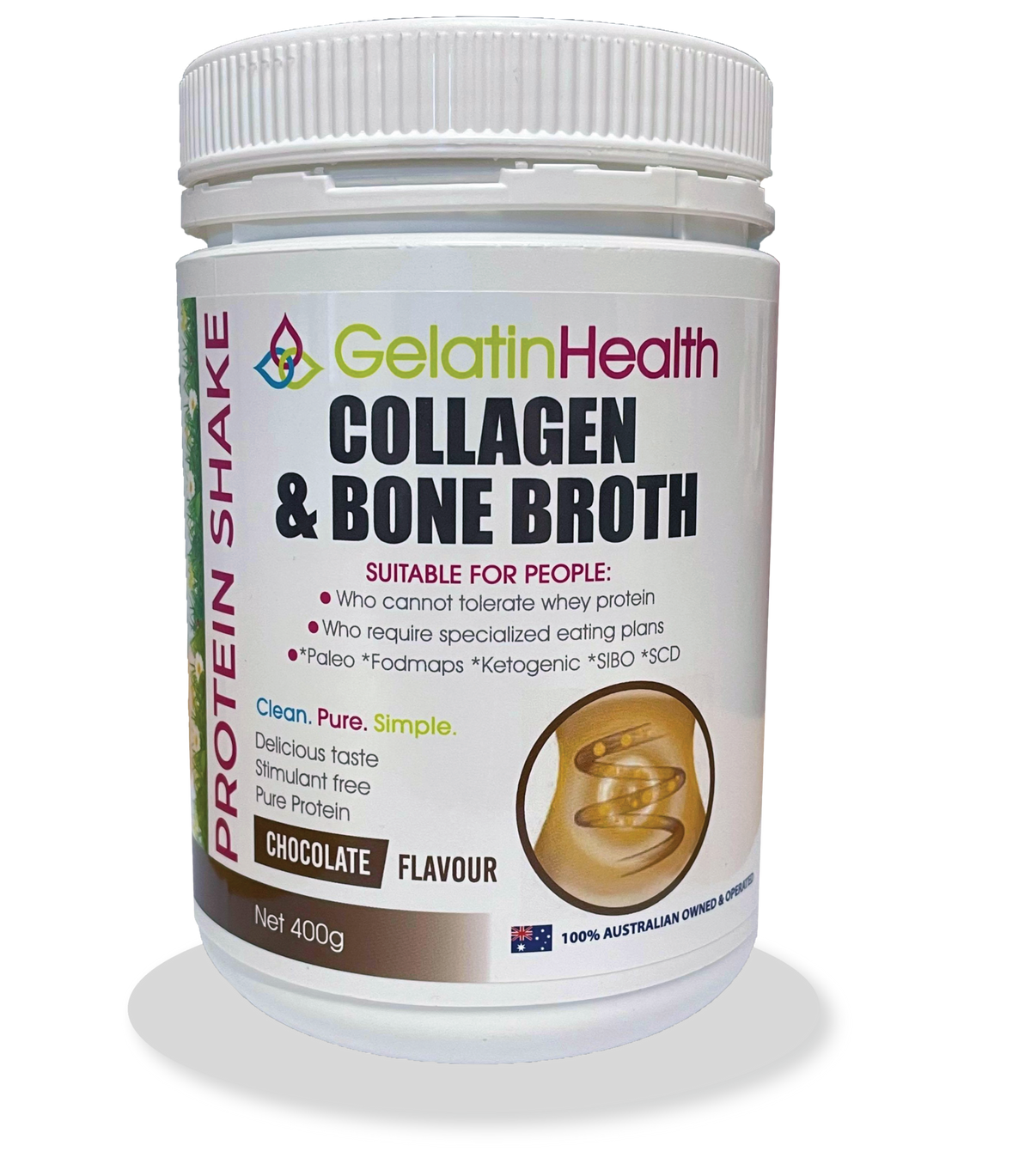 Gelatin Health Bone Broth Choc Collagen Shake 400g