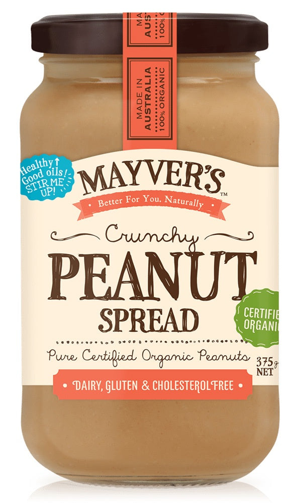 Mayver&#39;s Peanut Butter Crunchy Organic 375g