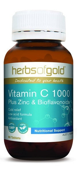 Herbs of Gold Vit C 1000+Zinc &amp; Bioflavonoid 60t