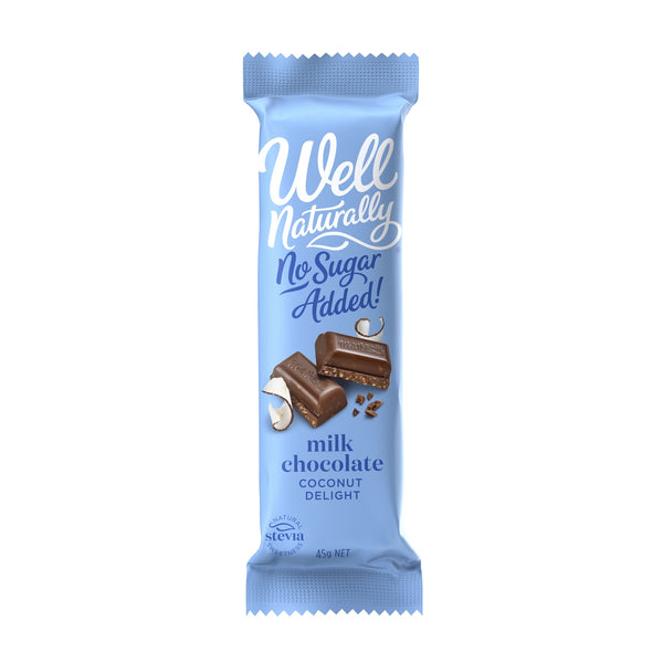 Well Naturally NSA Coconut Delight Milk Choc 45g - WELL I AM