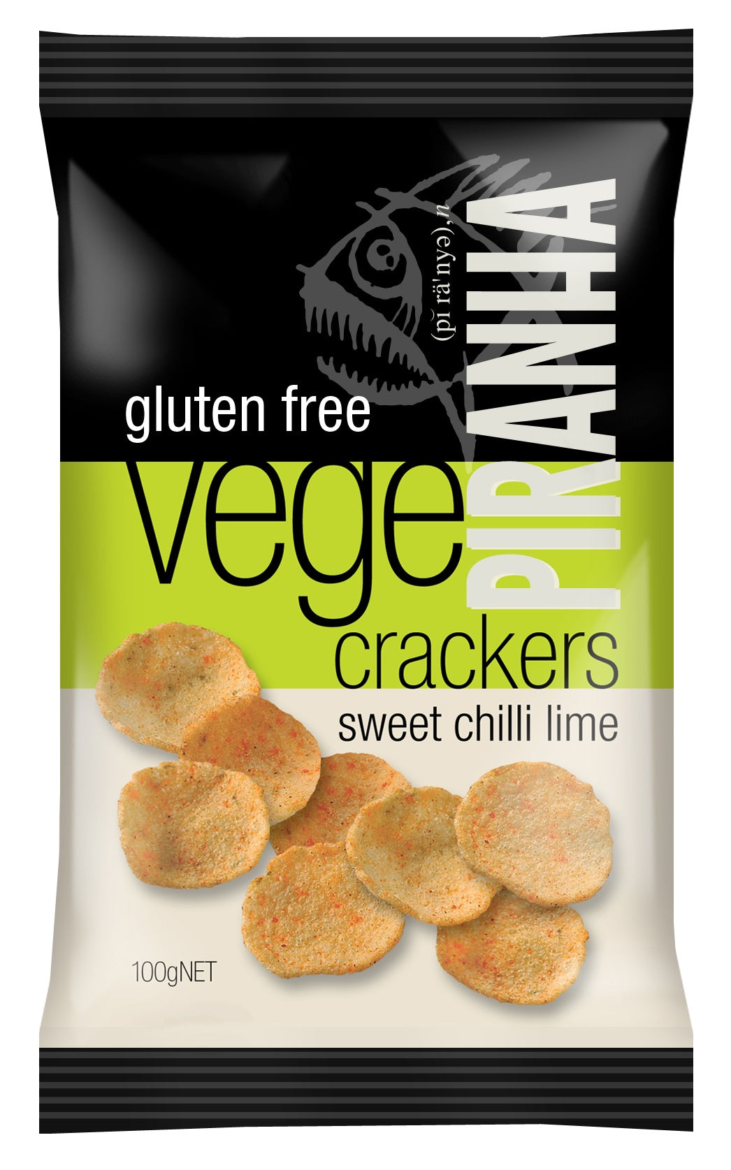 Piranha Vege Crackers Chilli Lime 100g