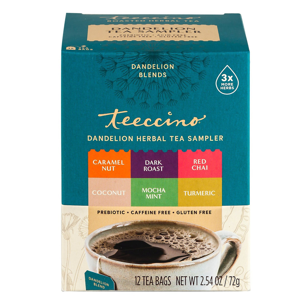 Teeccino Dandelion Tea Sampler x 12 Tea Bags