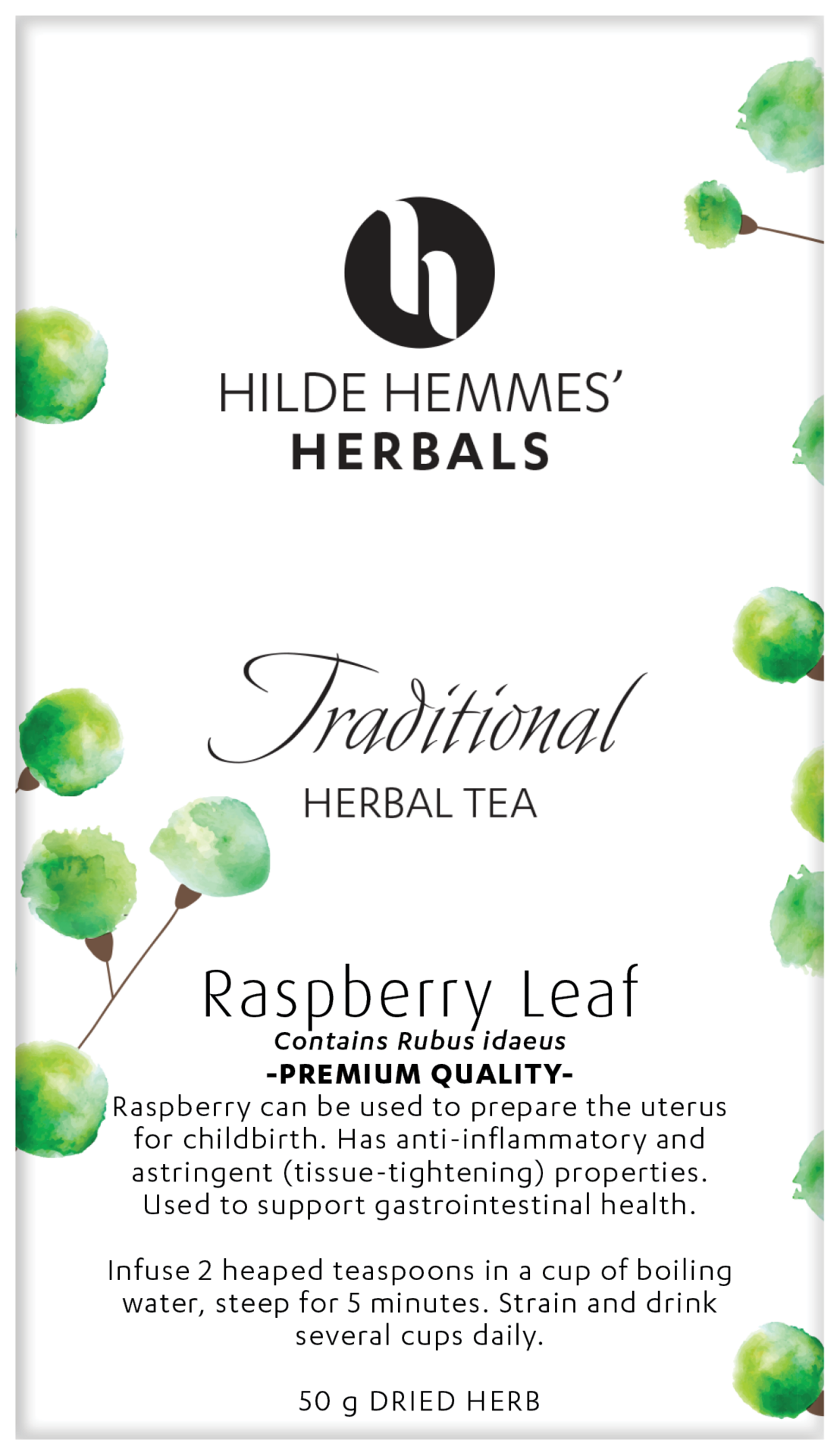 Hilde Hemmes Herbal&#39;s Tea Raspberry 50g