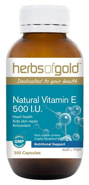 Herbs of Gold Vitamin E 500IU Natural 200c