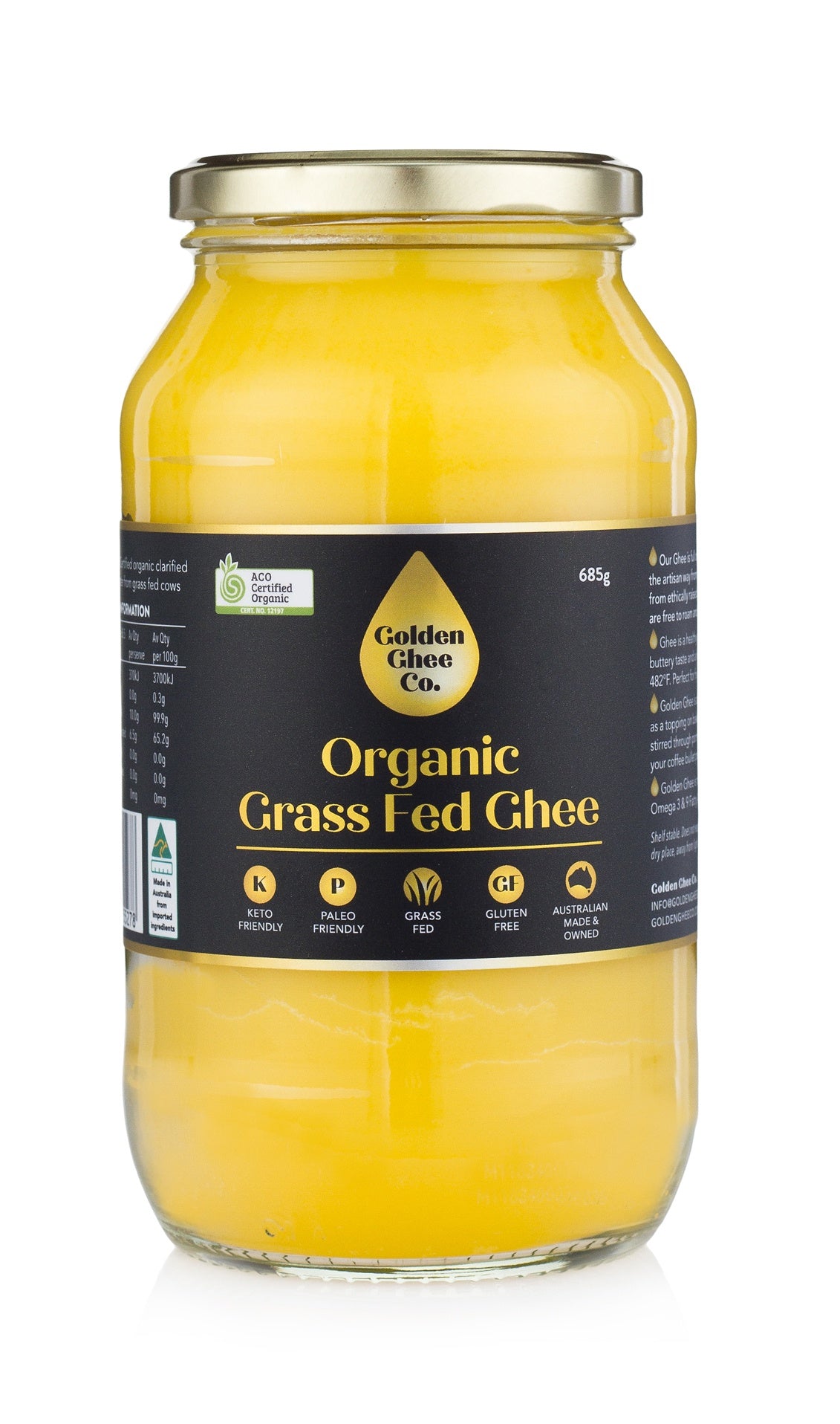 Golden Ghee Co Ghee Organic &amp; Grass Fed 325g