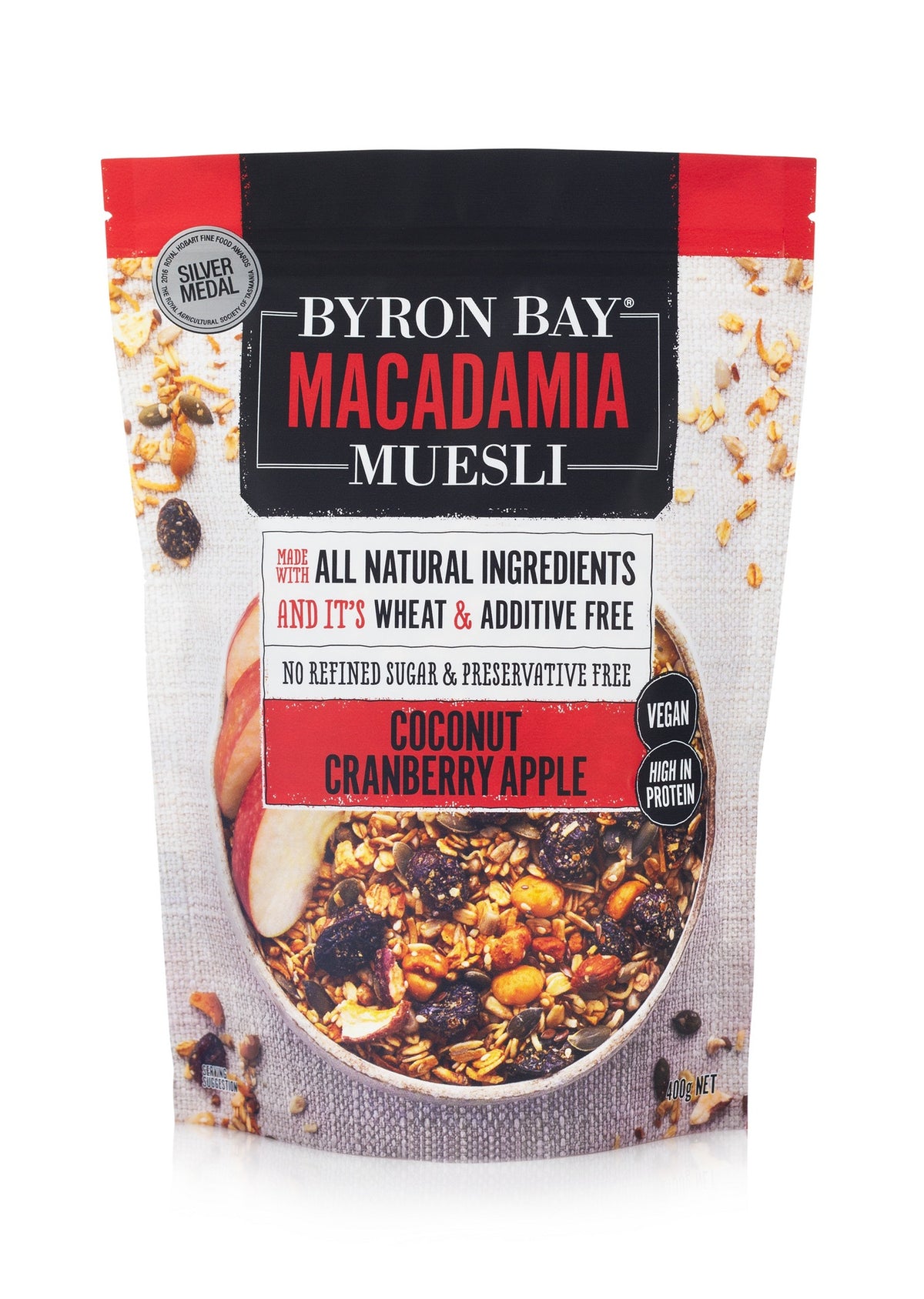 Byron Bay Macadamia Muesli Coco Apple &amp; Cranberry Granola 400g