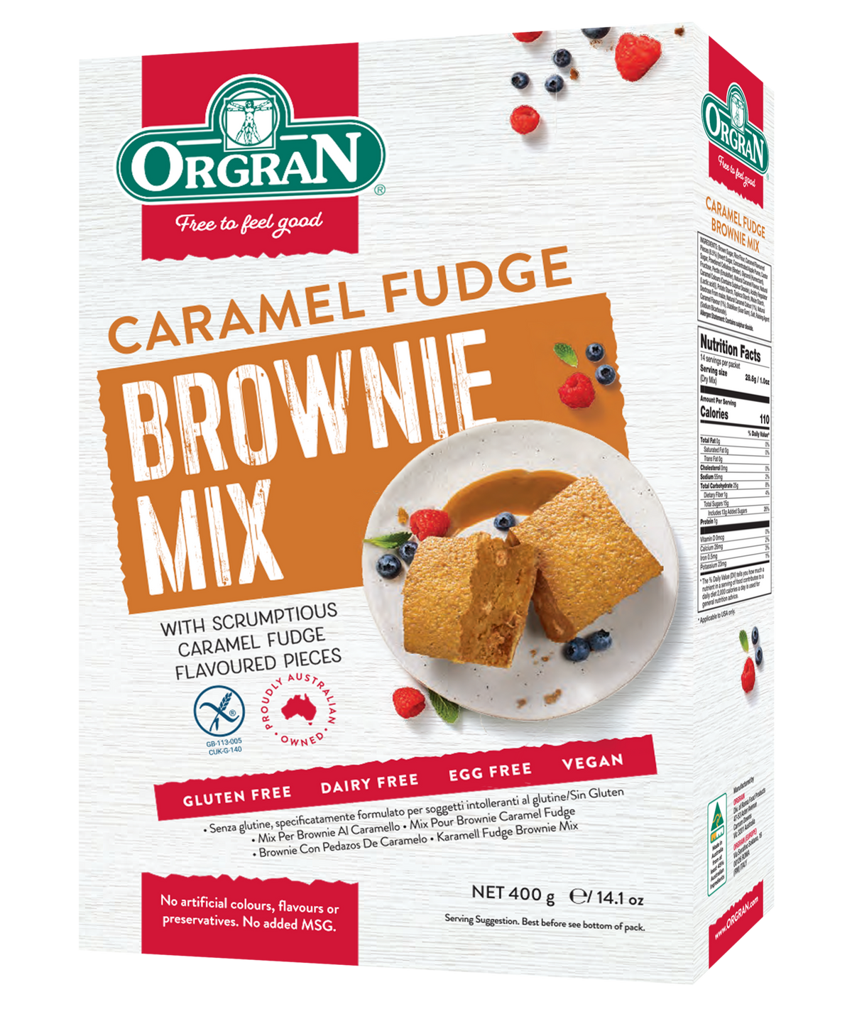 Orgran Gluten Free Brownie Mix Caramel Fudge 400g