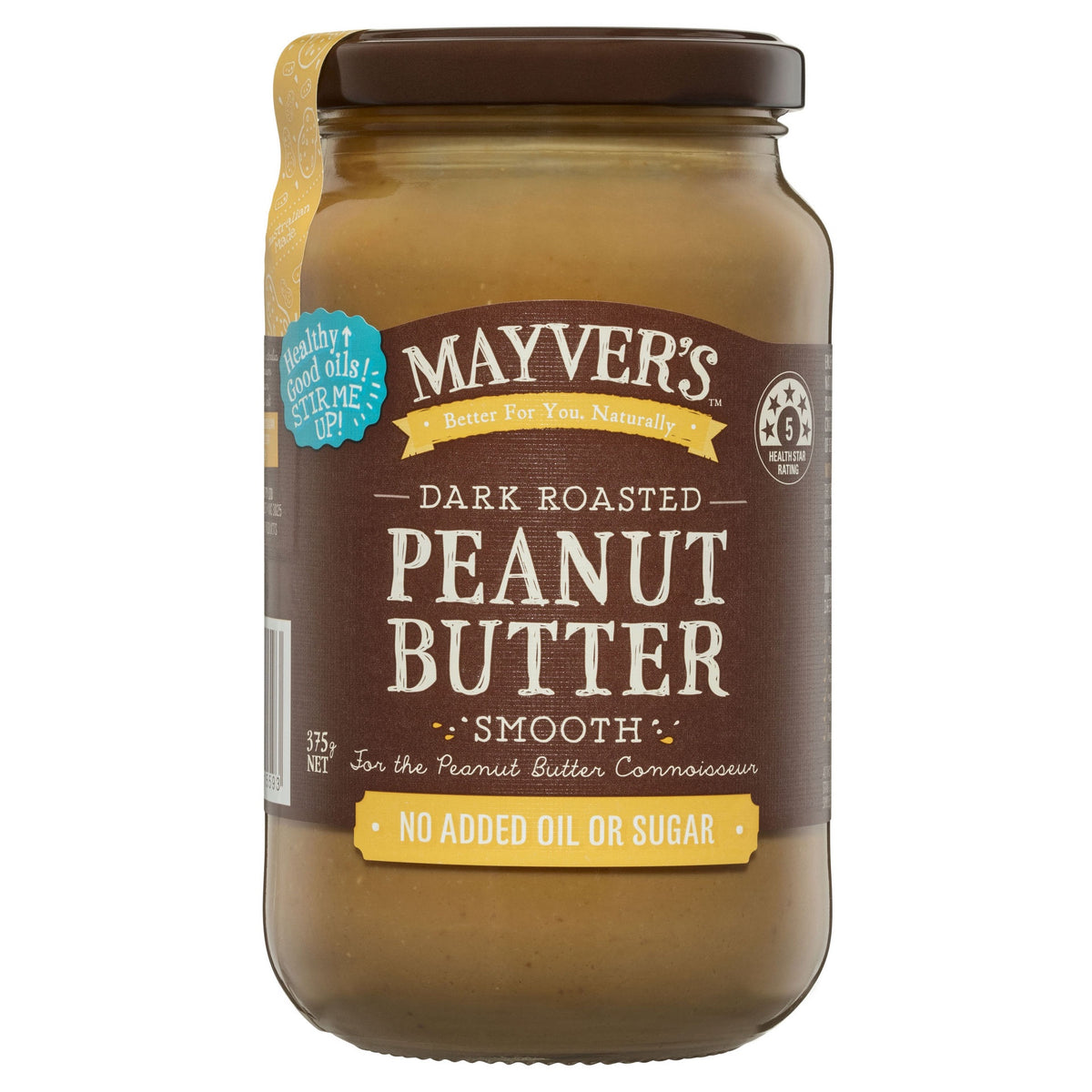 Mayver&#39;s Dark Peanut Butter Smooth 375g