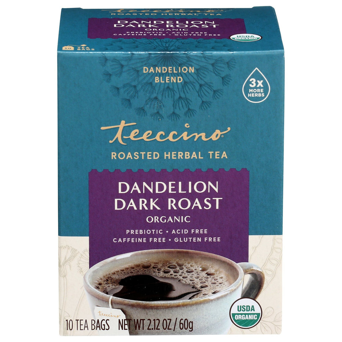 Teeccino Chicory Dandelion Dark Roast x 10 Tea Bags