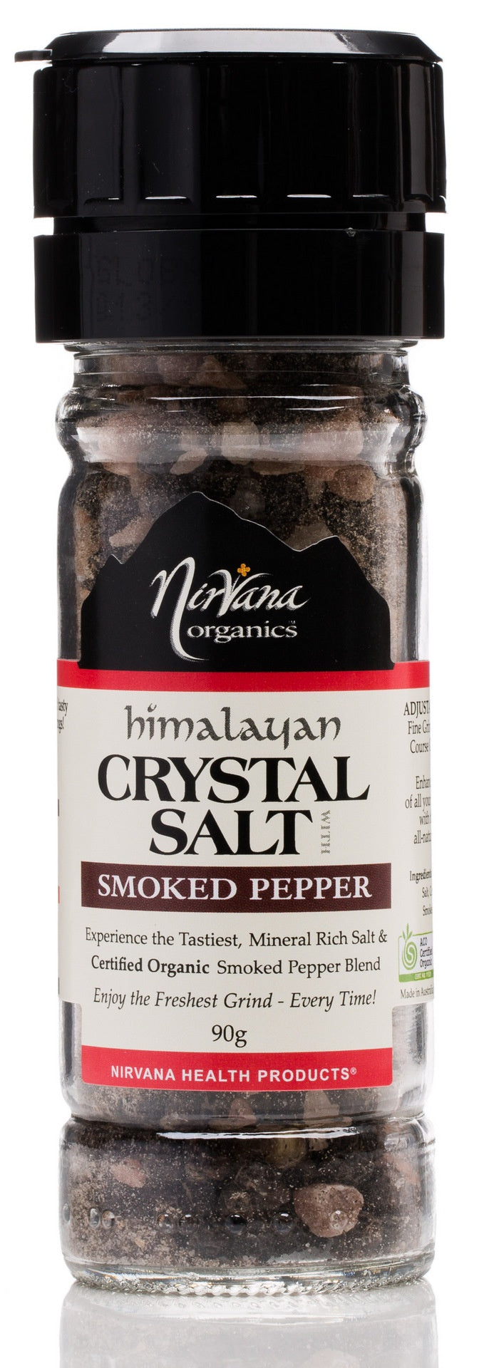 Nirvana Organics Smoked Pepper Glass Grinder 90g