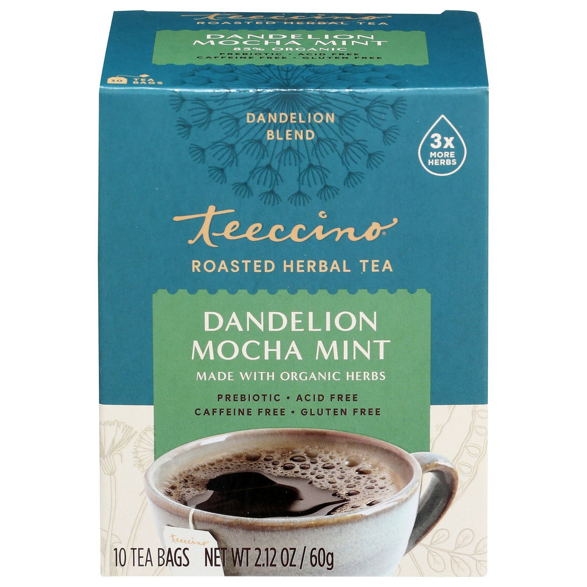 Teeccino Chicory Tea DandelionMochaMint x 10 Tea Bags