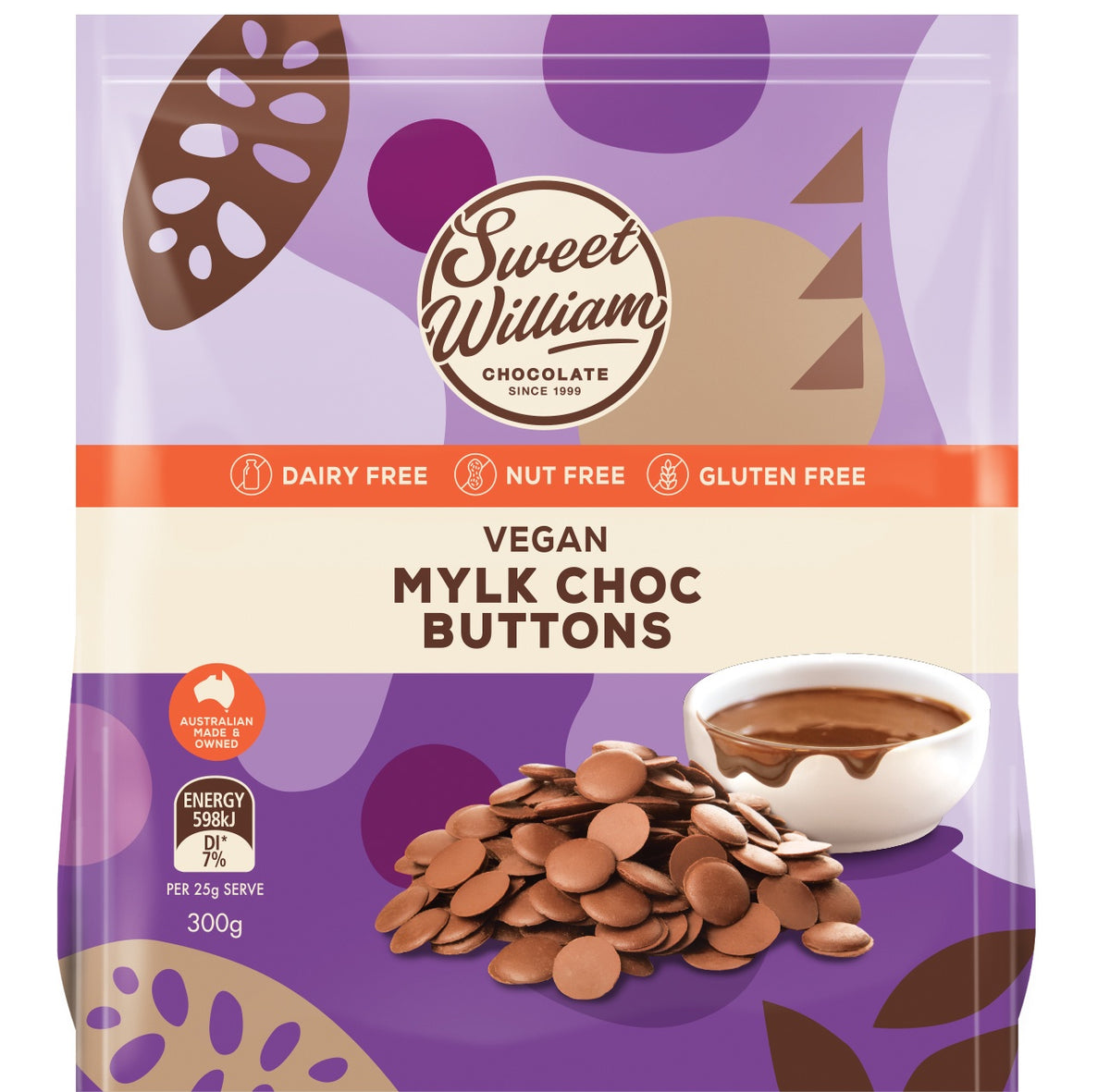 Sweet William Baking Buttons Choc 300g