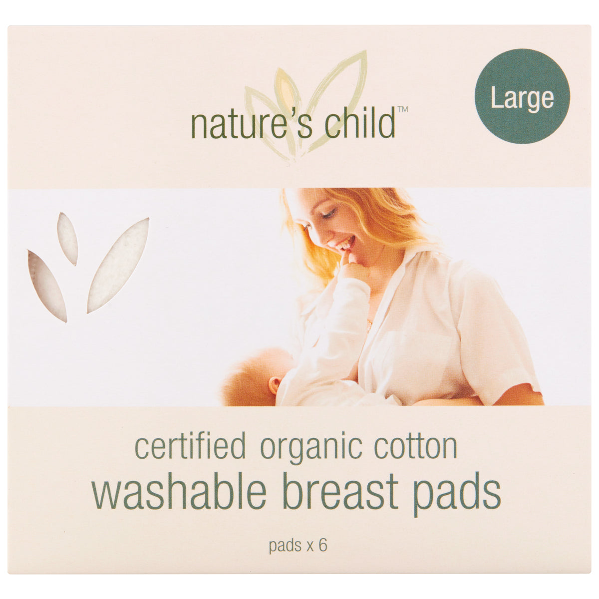 Nature&#39;s Child Reusable Breast Pads Organic Night/ Large 6pk