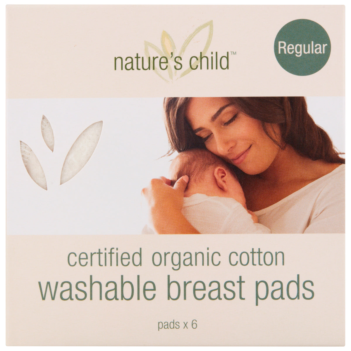 Nature&#39;s Child Reusable Breast Pads Organic Regular 6pk