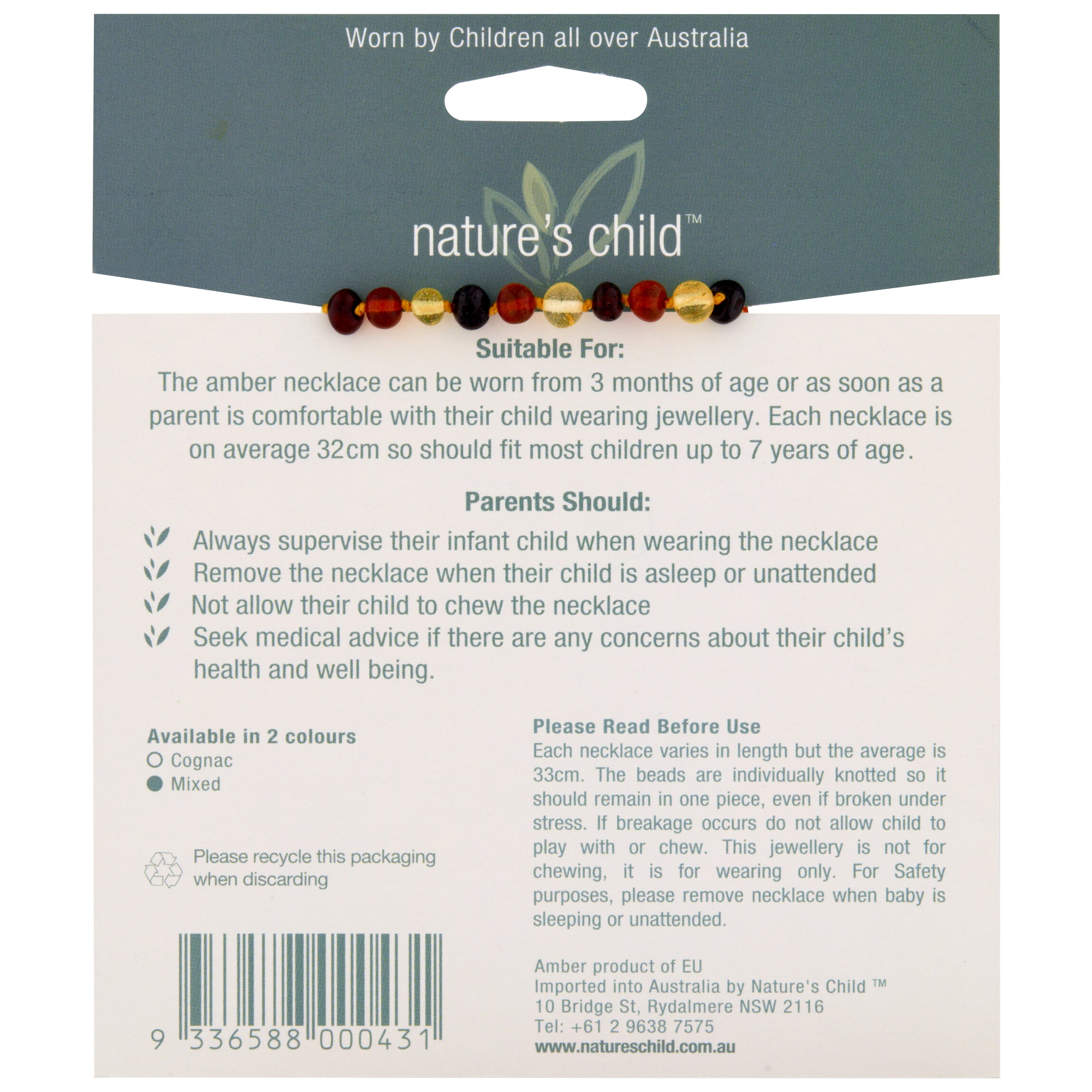 Nature's Child Amber Necklace - Mixed Colours 13g