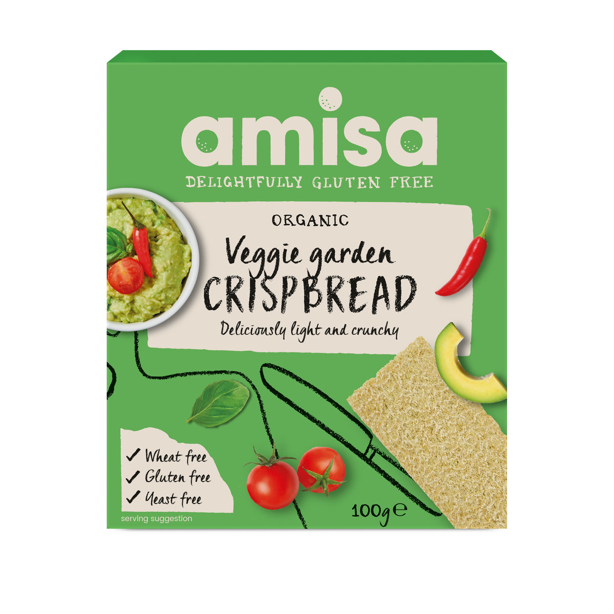 Amisa Organic Crispbread Veggie Garden 100g