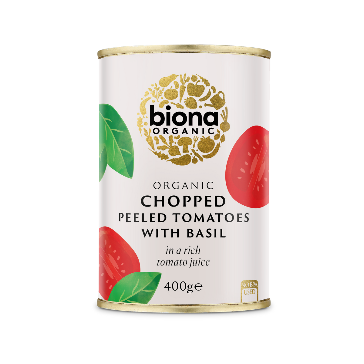 Biona Organic Chopped Tomatoes with Basil 400g