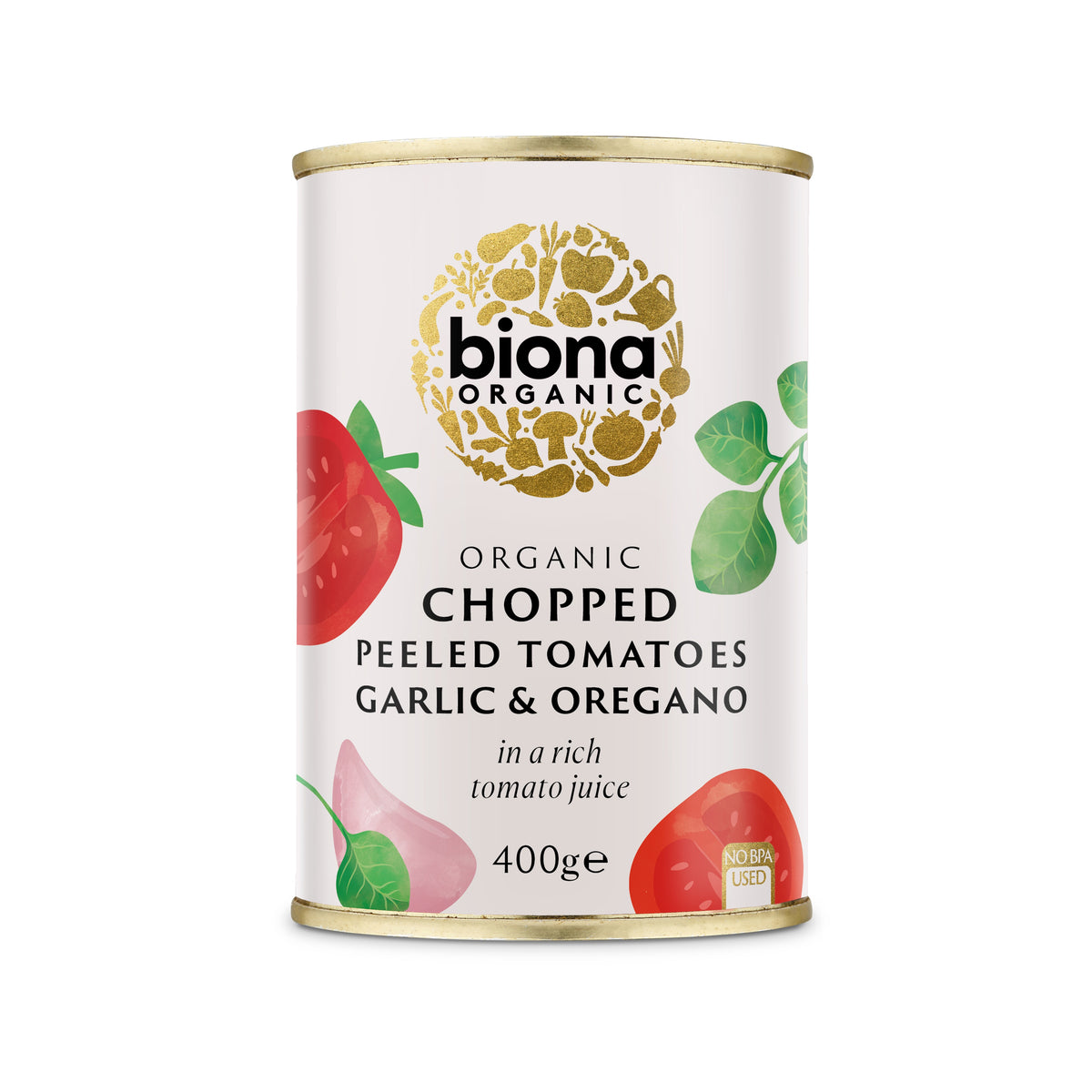 Biona Organic Chopped Tomatoes Garlic&amp;Oregan 400g