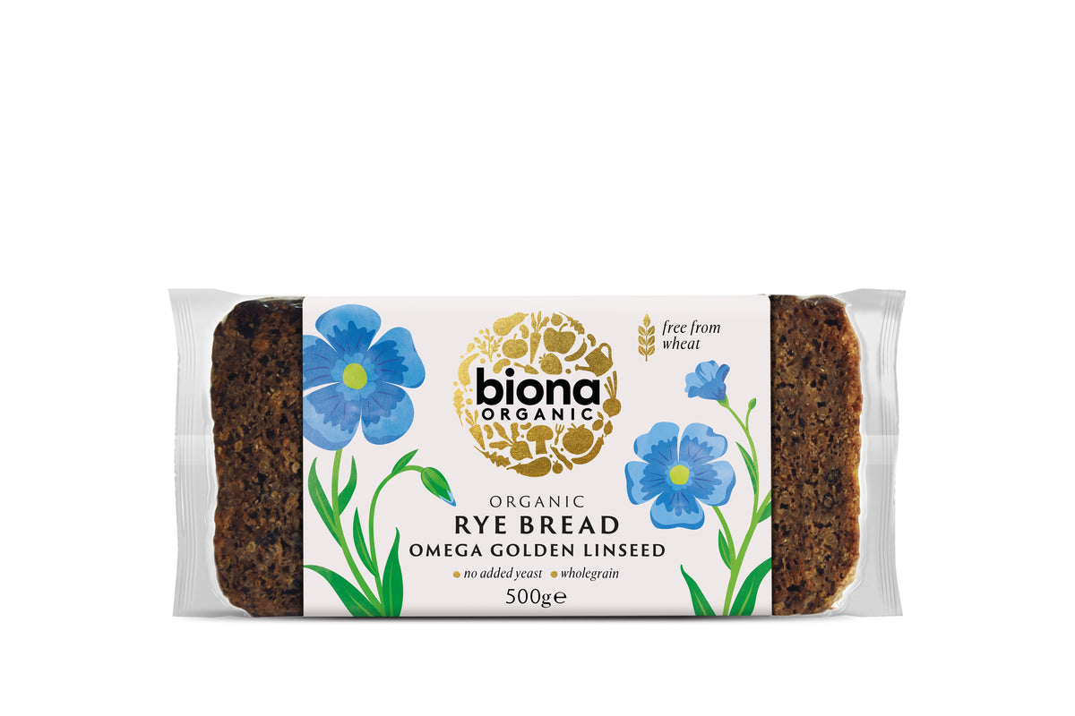 Biona Organic Rye Omega Golden Linseed Bread 500g