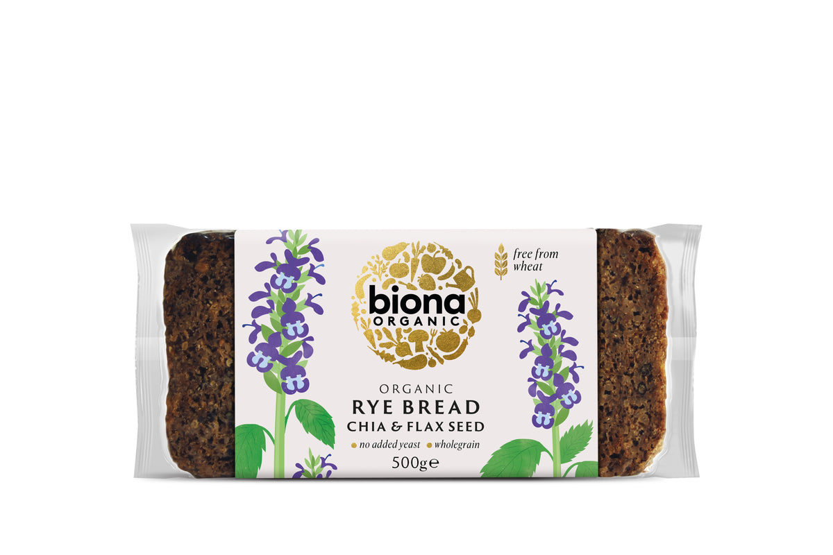 Biona Organic Rye Chia &amp; Flax Seed Bread 500g