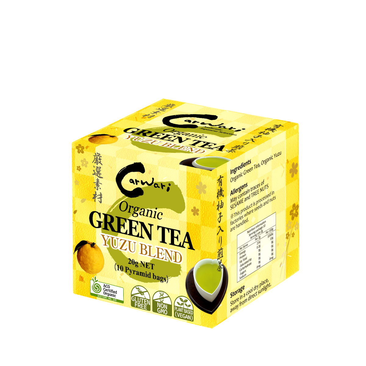 Carwari Organic Green Tea Yuzu Blend x 10 Tea Bags