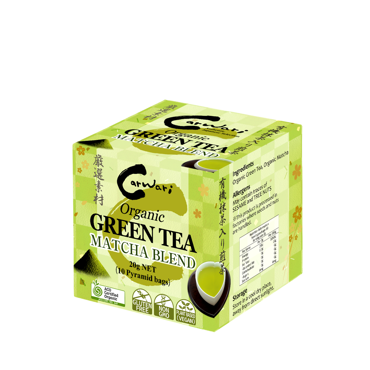 Carwari Organic Green Tea Matcha Blend x 10 Tea Bags