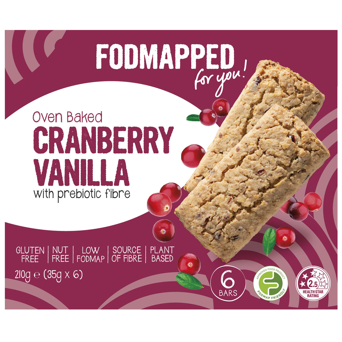 Fodmapped OvenBaked Bars Cranberry &amp; Van 210g