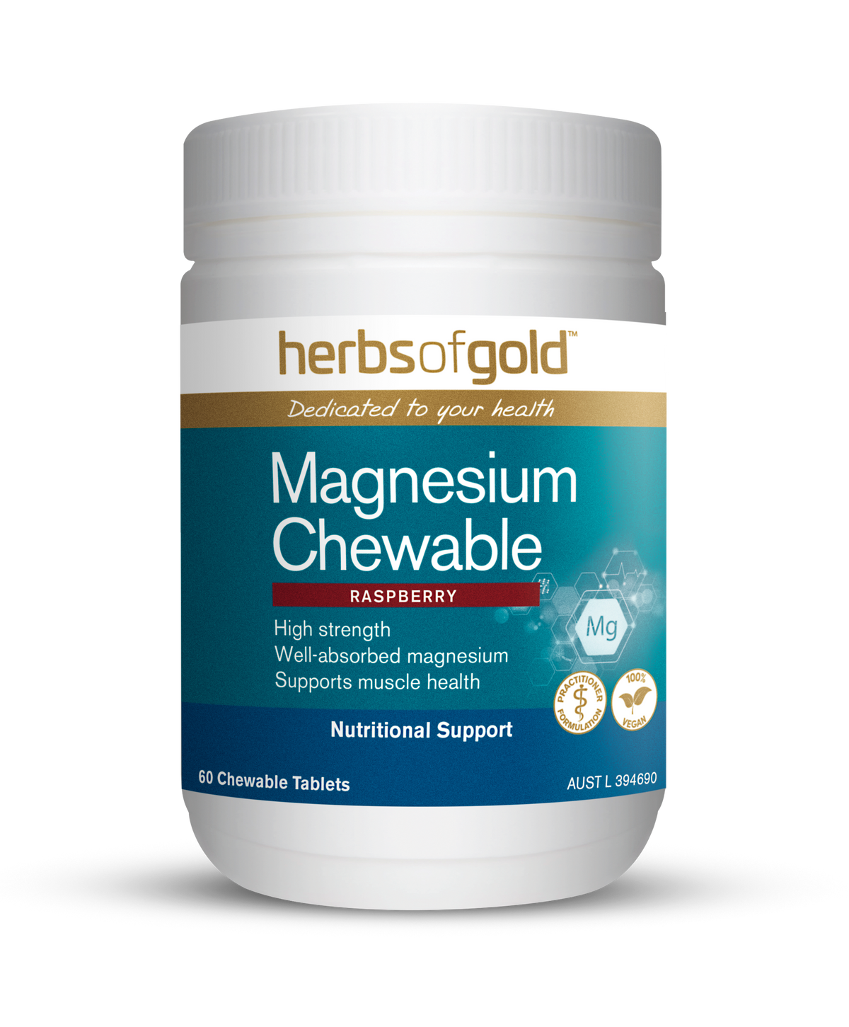 Herbs of Gold Magnesium Chewable Raspberry 60t