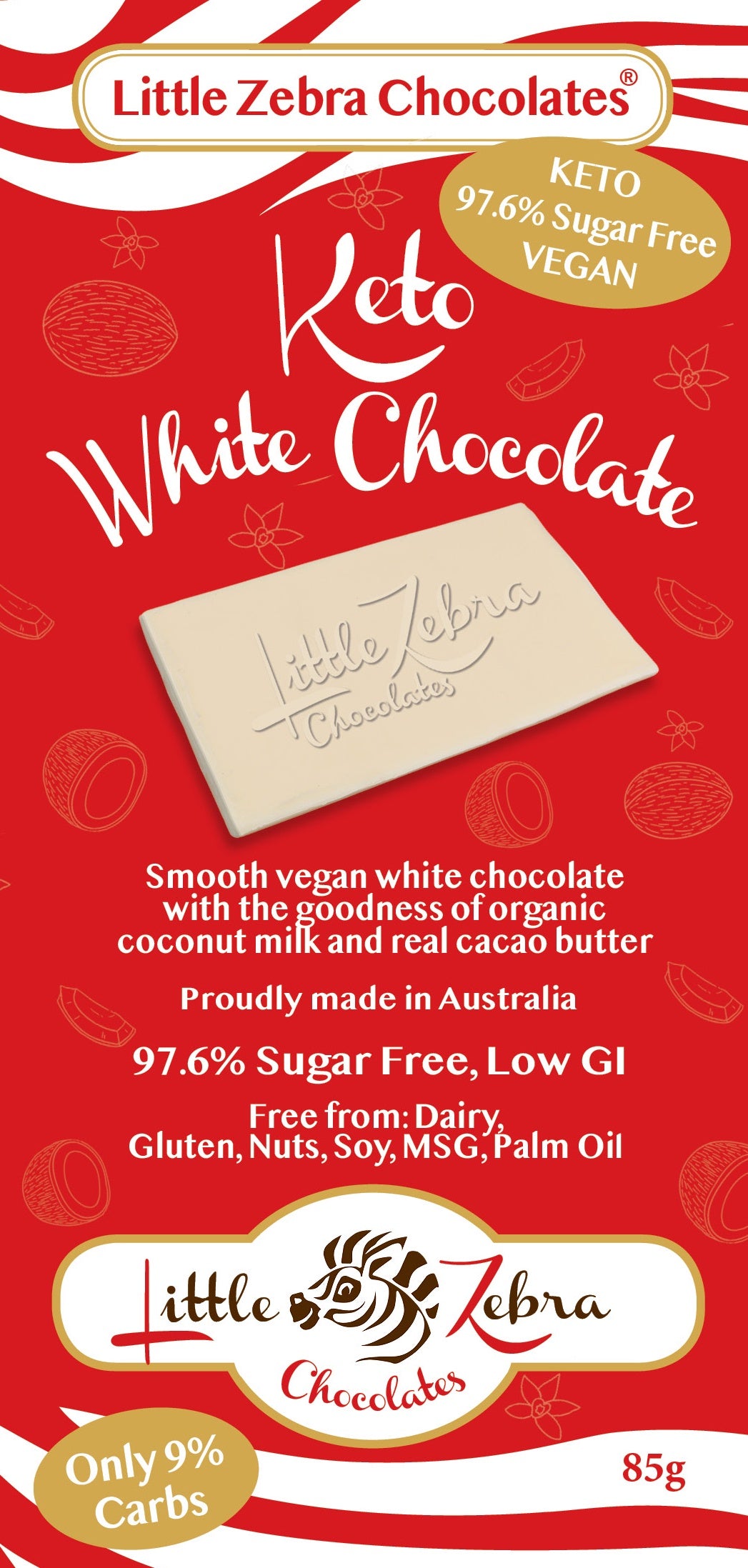 Little Zebra Chocolates Keto White Chocolate 85g