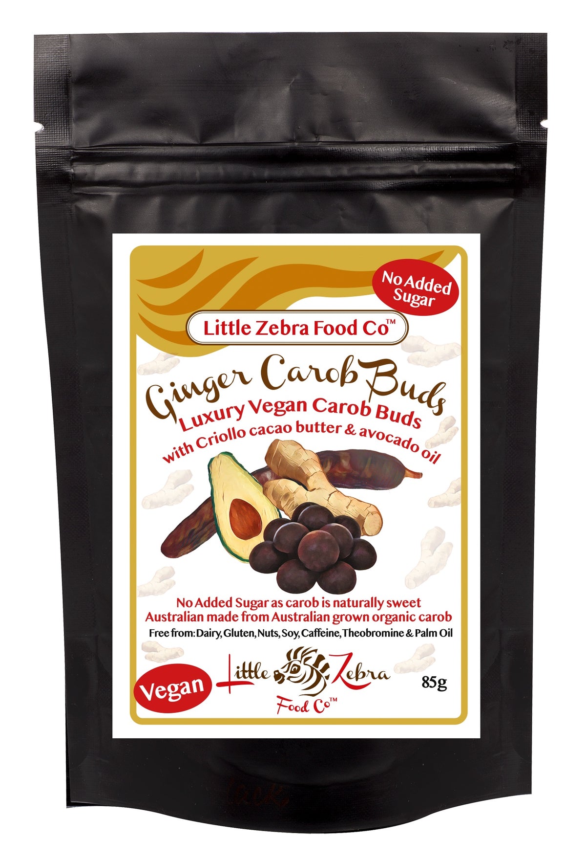 Little Zebra Chocolates Ginger Carob Buds 85g