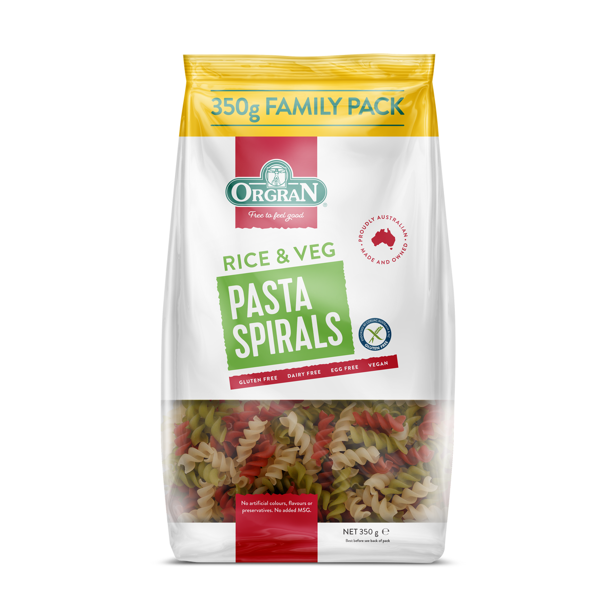 Orgran Gluten Free Pasta Rice &amp; Veg Spirals 350g