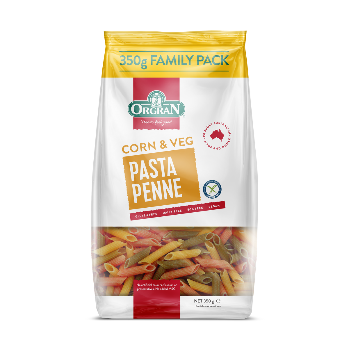 Orgran Gluten Free Pasta Corn &amp; Veg Penne 350g