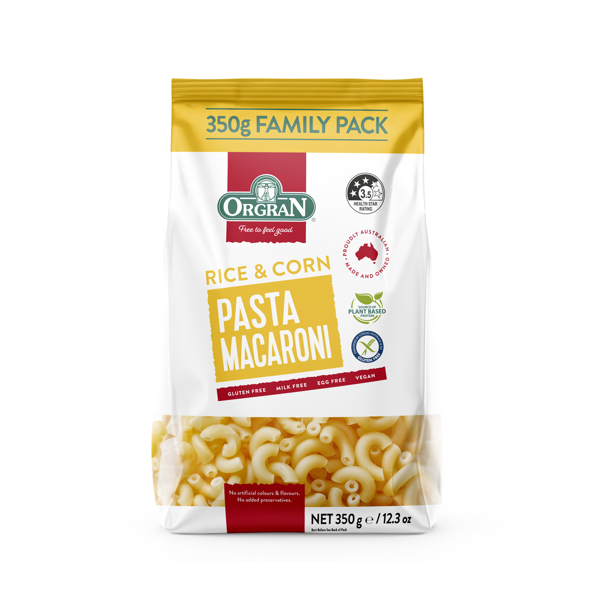 Orgran Gluten Free Pasta Rice &amp; Corn Macaroni 350g