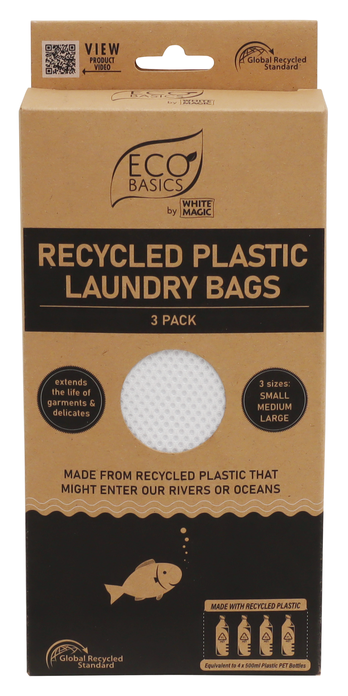 White Magic Eco Basics Plastic LaundryBags 3pk