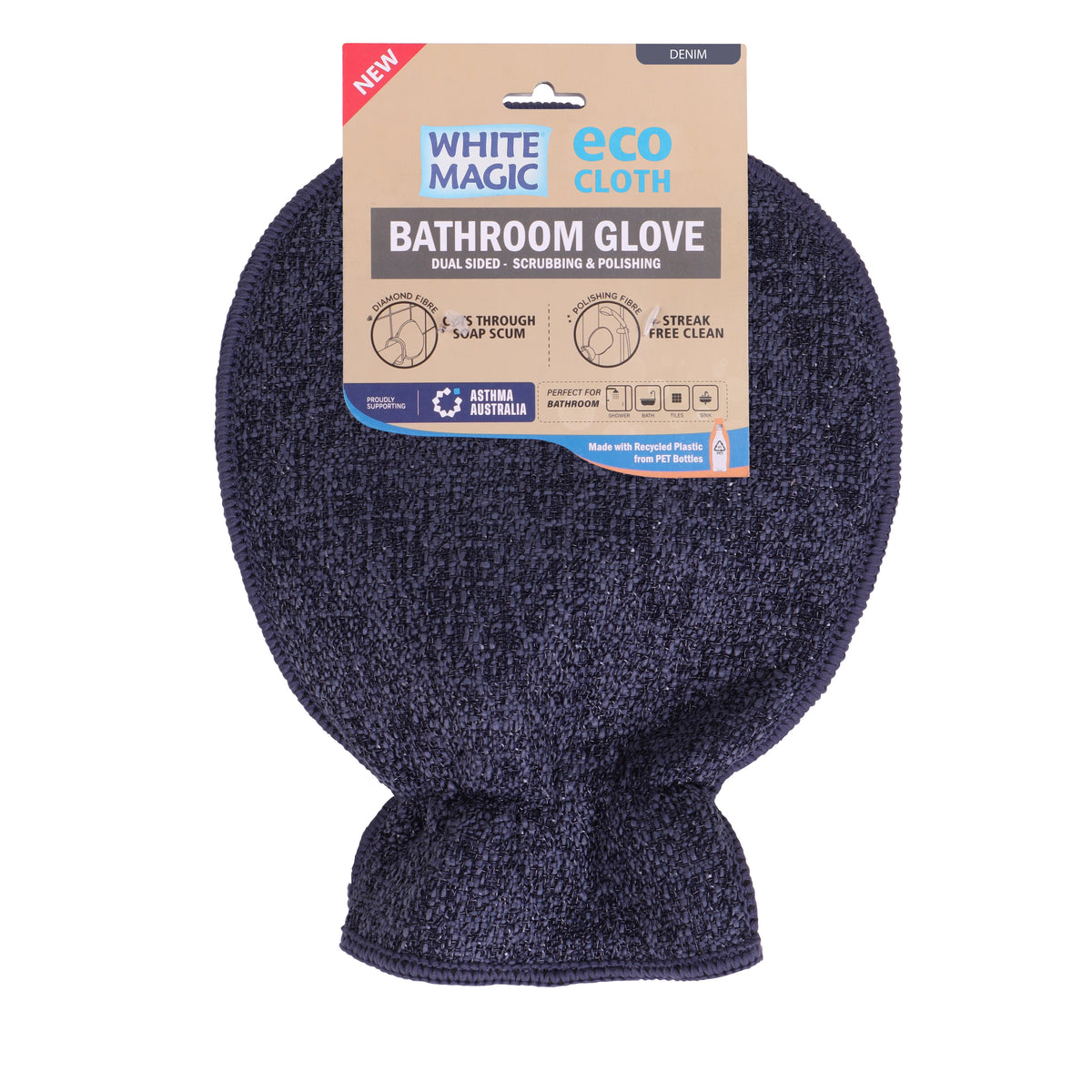 White Magic Eco Cloth Bathroom Glove Denim 1Pk