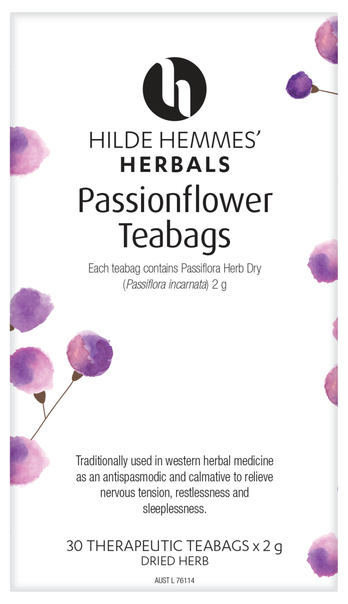 Hilde Hemmes Herbal&#39;s Passionflower x 30 Tea Bags