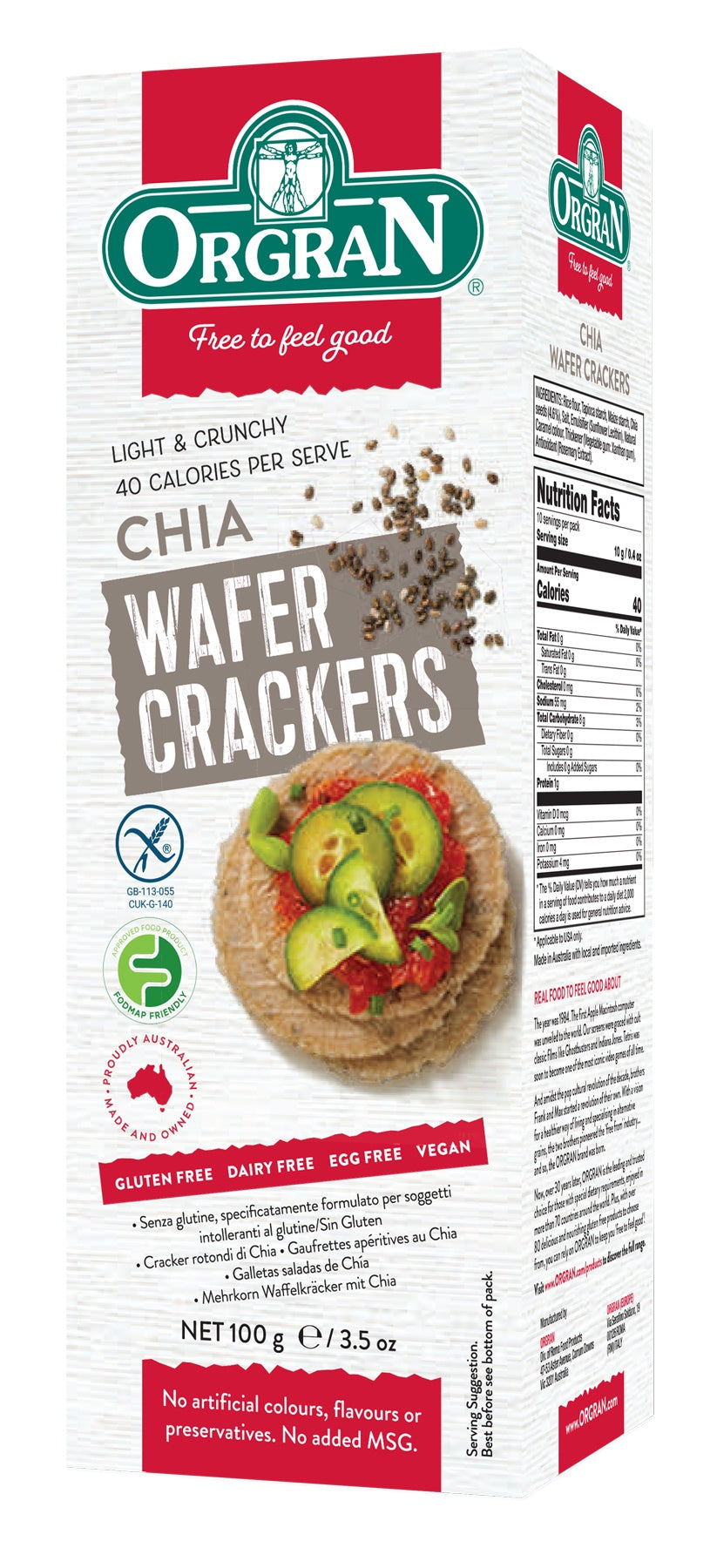 Orgran Gluten Free Crackers Chia Wafer 100g