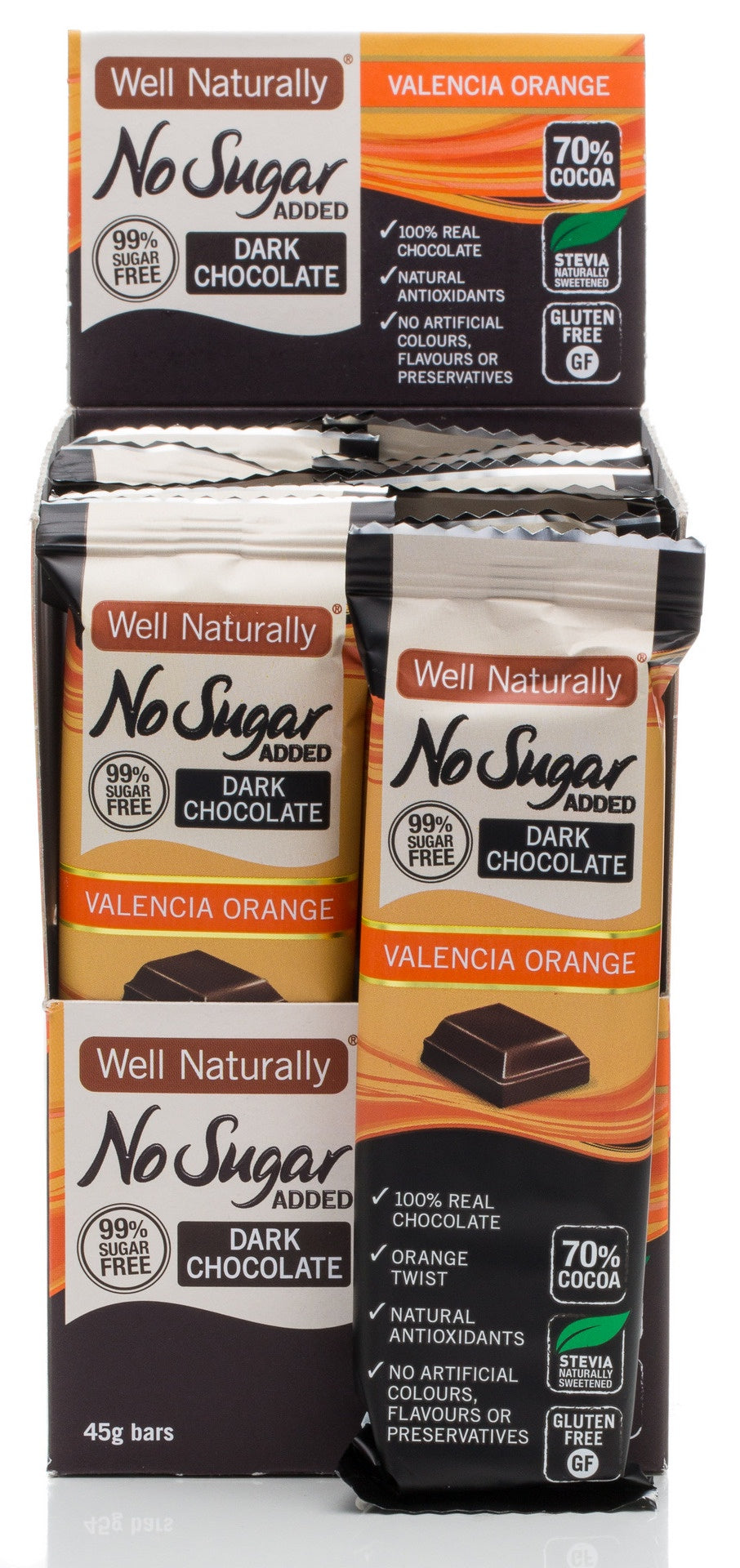 Well Naturally NSA Dark Chocolate Valencia Or 45g