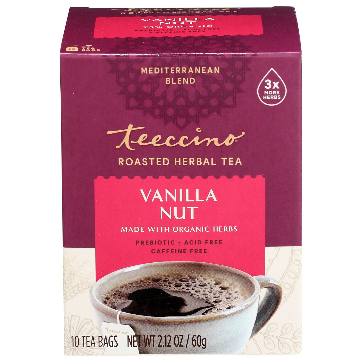 Teeccino Herbal Coffee Vanilla Nut x 10 Tea Bags