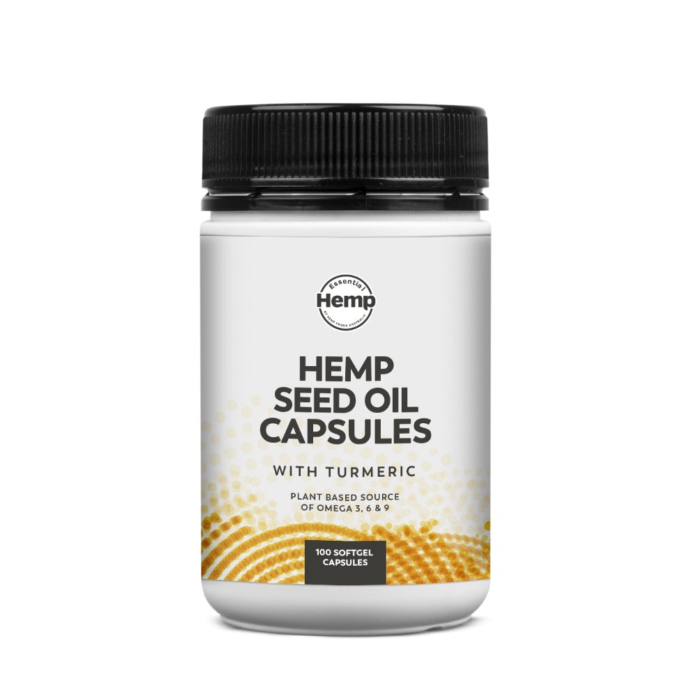 Essential Hemp Hemp Oil &amp; Turmeric Capsules 100c