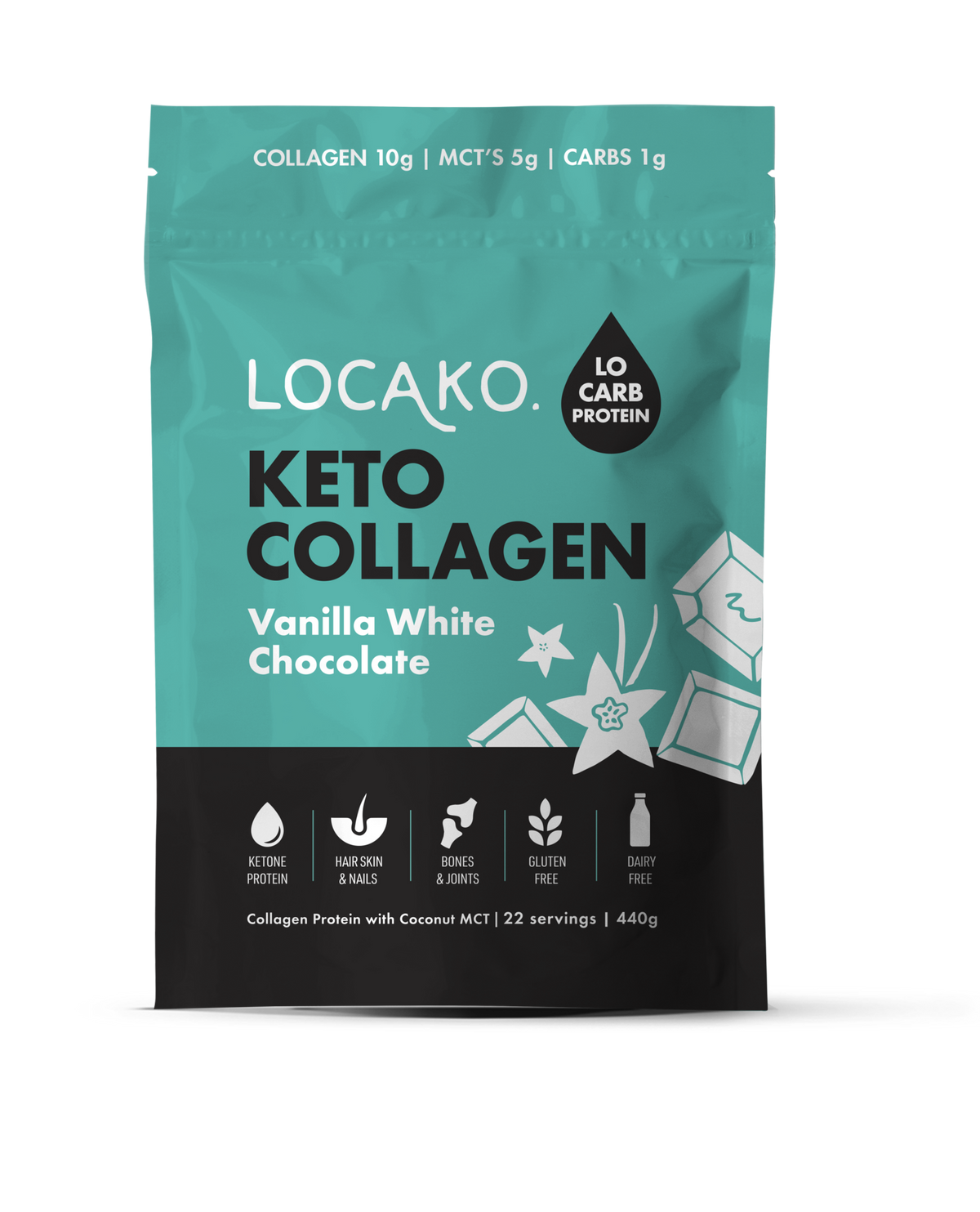 Locako Collagen Keto Vanil White Choc 440g